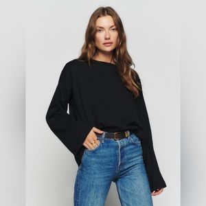 Reformation | Organic Cotton Oversized Long Sleeve Tee in Black